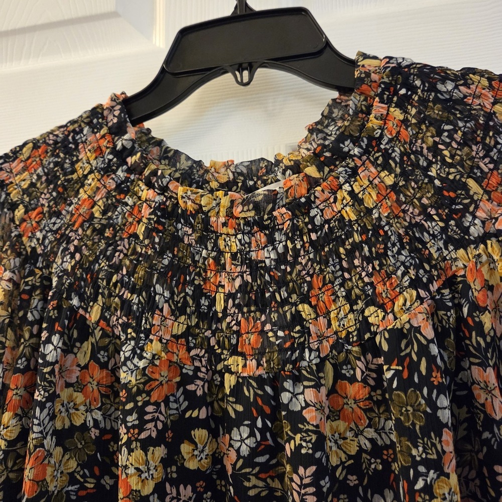 Loft sz XL blue floral chiffon blouse NWT sheer slvs garden boho cottagcore - Picture 2 of 12